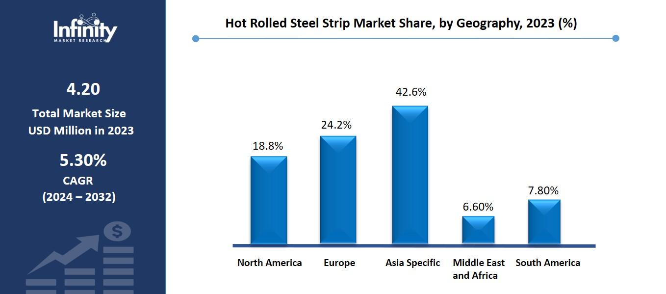 Hot Rolled Steel Strip Market Share, by Geography, 2023 (%)