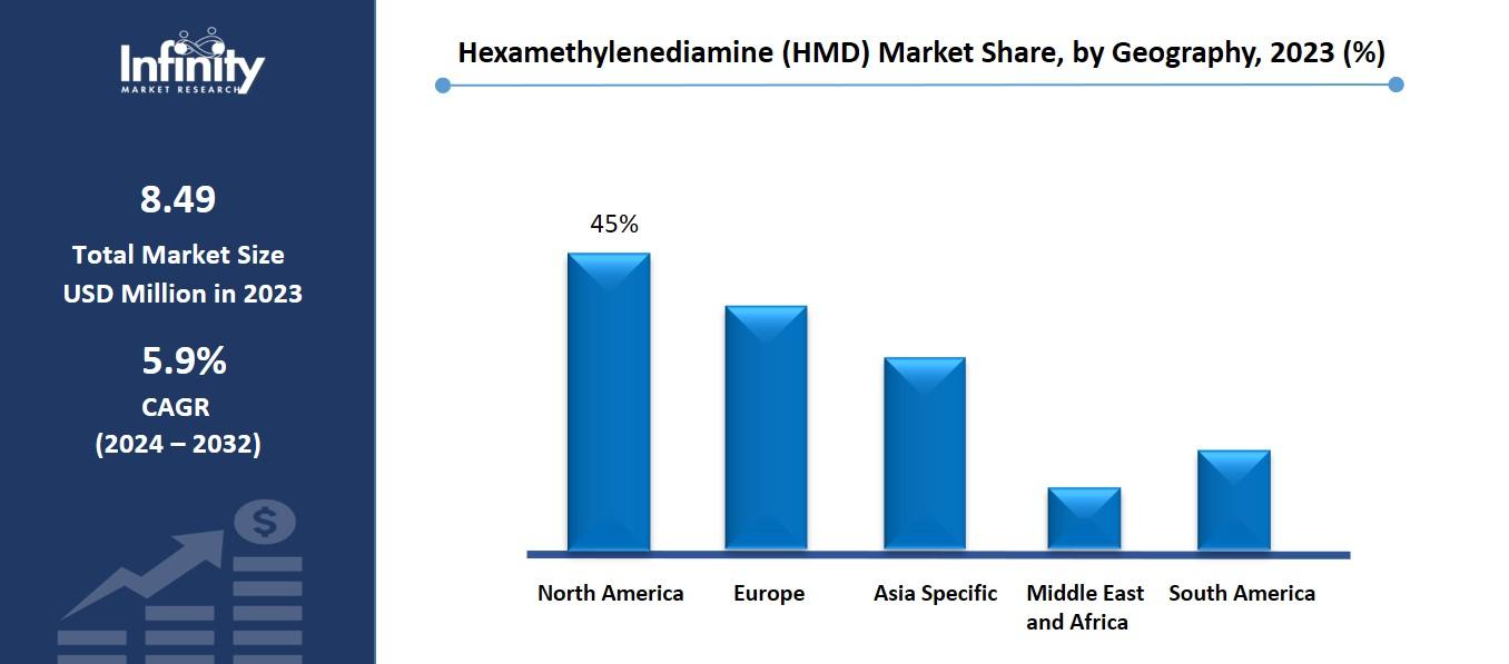 Hexamethylenediamine (HMD) Market Share, by Geography, 2023 (%)