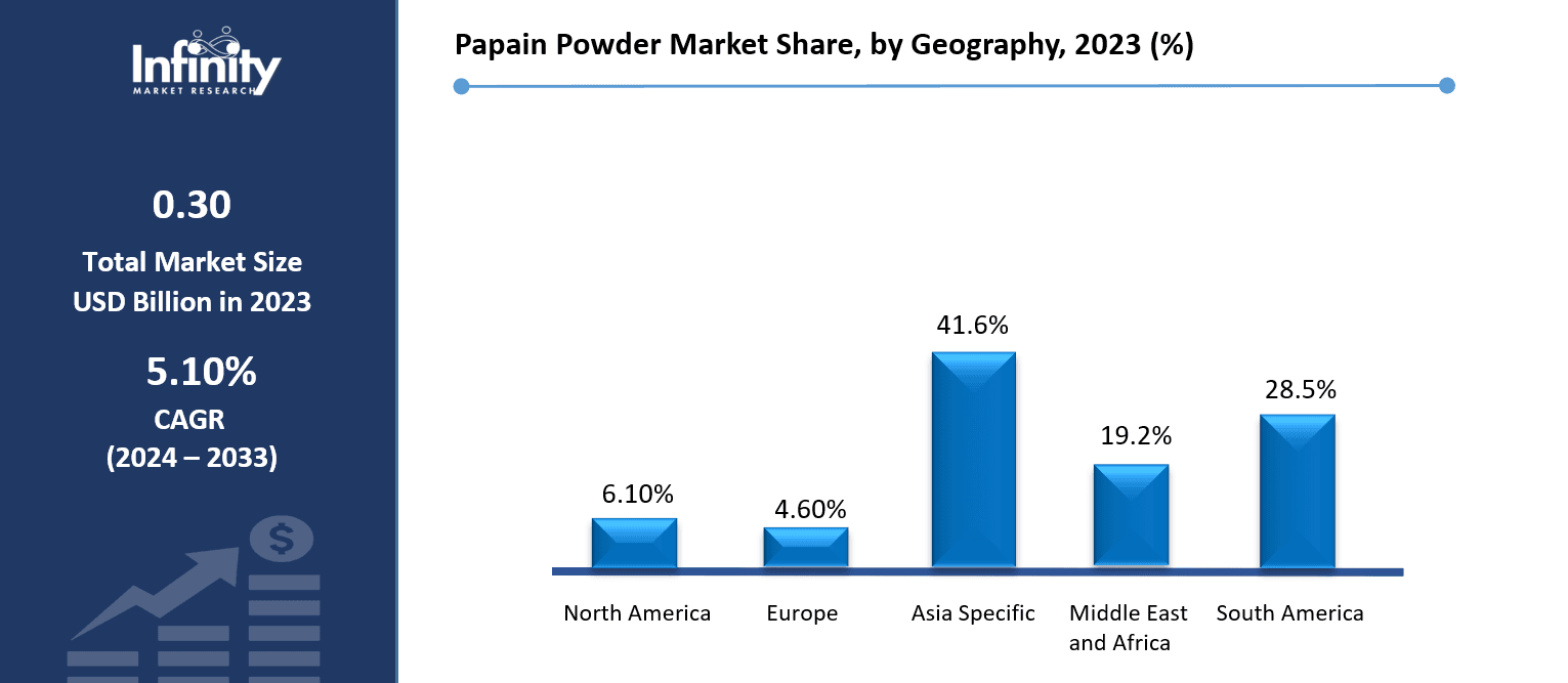 Papain Powder Market Share, by Geography, 2023 (%)