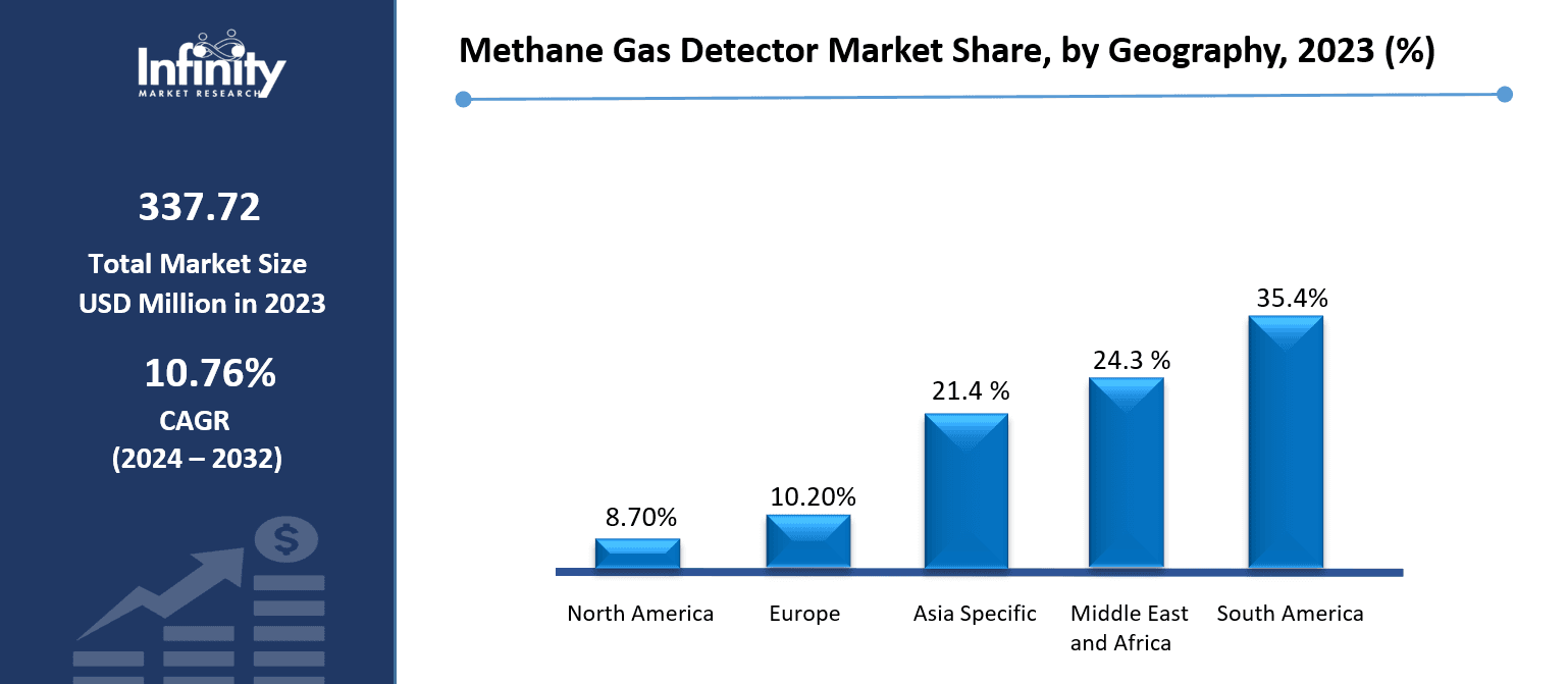 Methane Gas Detector Market Share, by Geography, 2023 (%)